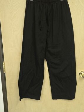 Black Wide Leg Drawstring Karate Pants